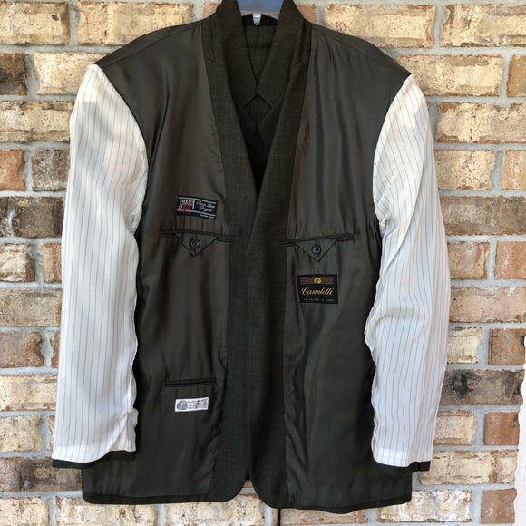 Canaletti Enzo Made In Italy Gray Greenish 3 Buttons Wool Blazer Jacket R 48/43 - Picture 6 of 16